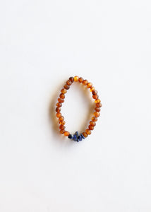 Raw Cognac Amber + Lapis Lazuli Adult Bracelet