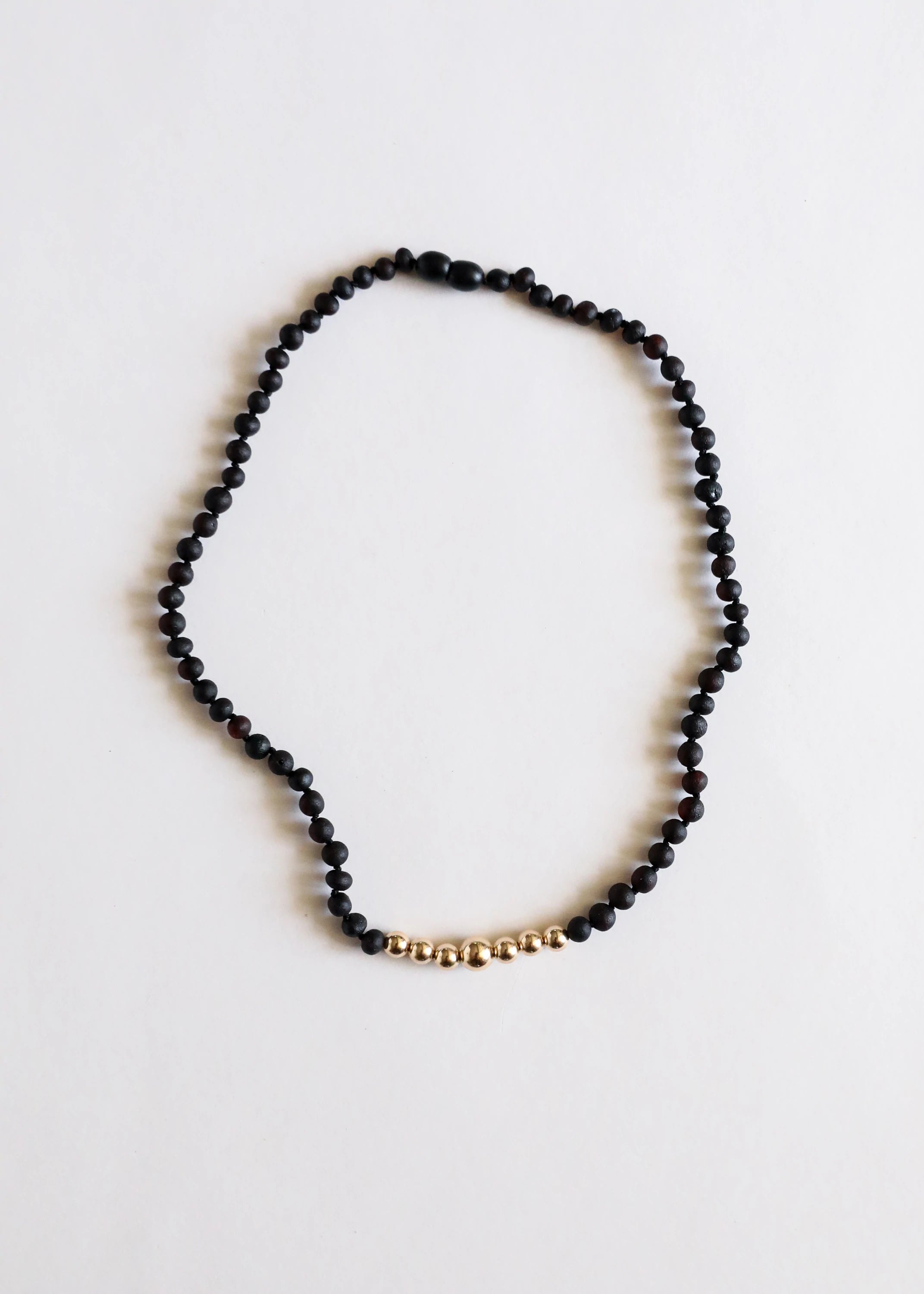 Raw Black Amber + 14k Gold | 16" Necklace
