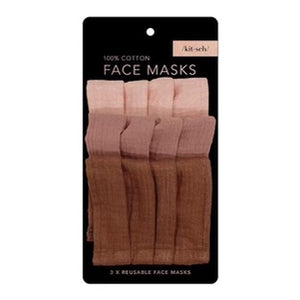 Cotton Face Mask 3pc Set - Dusty Rose